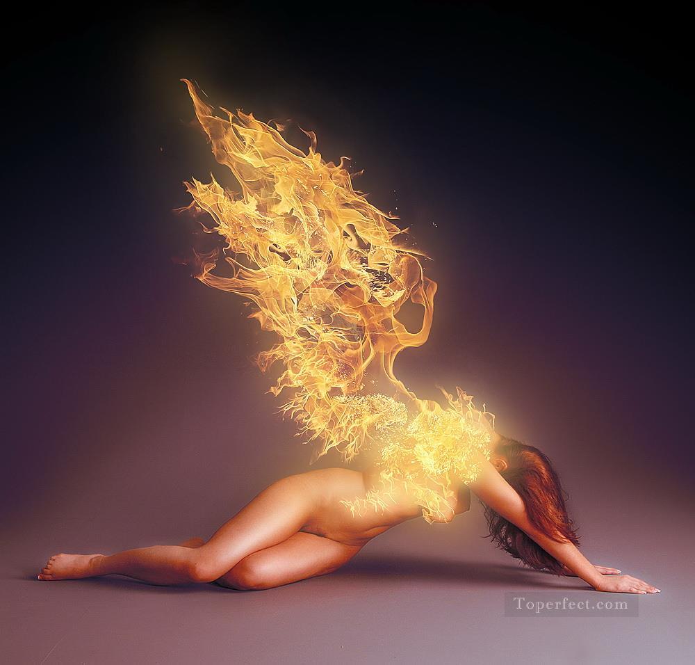 fire of wing nude from photos Oil Paintings